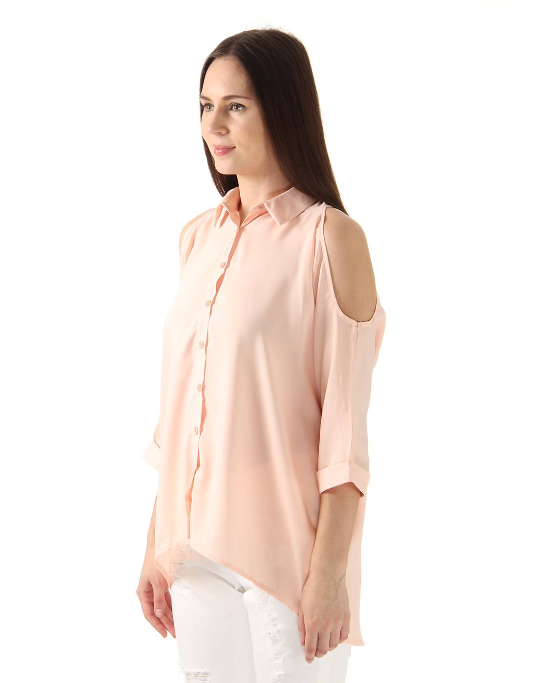 Ax Paris Women Casual Wear Peach Shirt